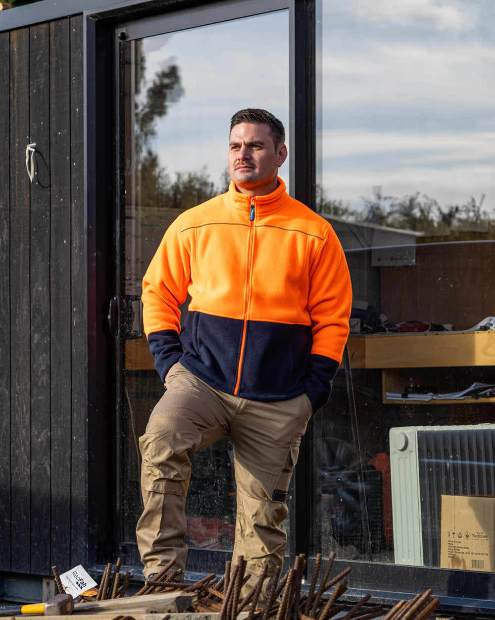 Rainbird Lumber Sherpa Jacket - Orange/Navy