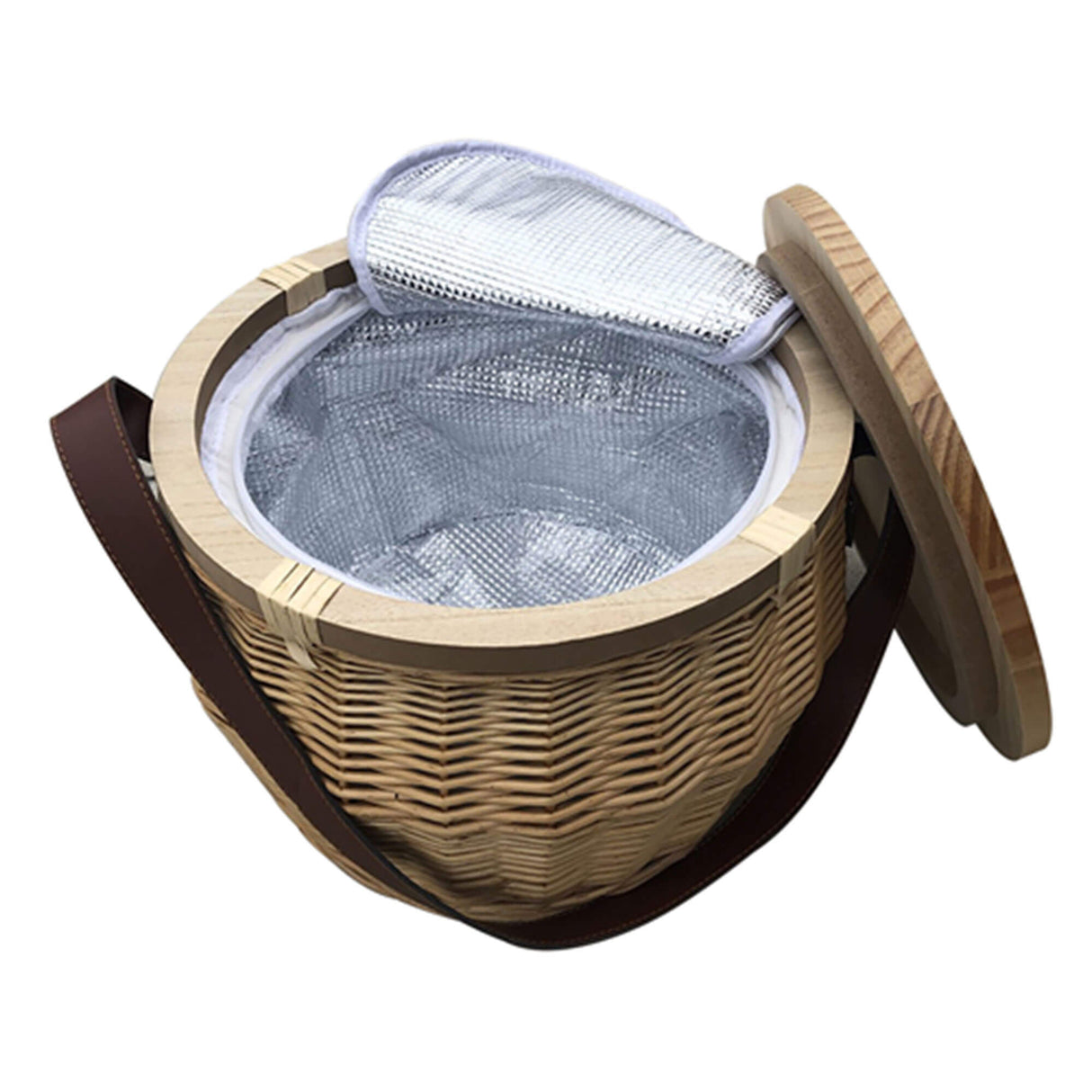 Wicker Picnic Cooler Basket Round - Engraved