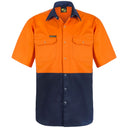 WS3063 Workcraft Hi Vis Short Sleeve Cotton Drill Industrial Shirt With Press Studs