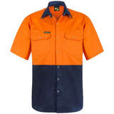 WS3063 Workcraft Hi Vis Short Sleeve Cotton Drill Industrial Shirt With Press Studs