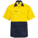 WS3063 Workcraft Hi Vis Short Sleeve Cotton Drill Industrial Shirt With Press Studs