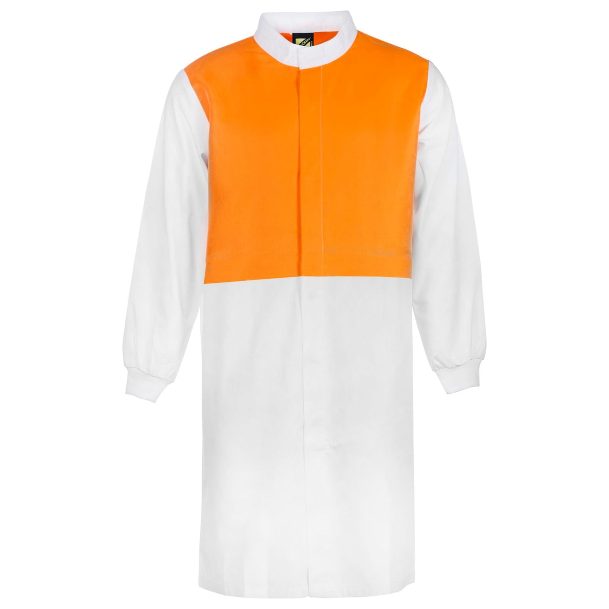 WJ3194 Workcraft Hi Vis Long Sleeve Food Industry Long Length Dustcoat With Mandarin Collar