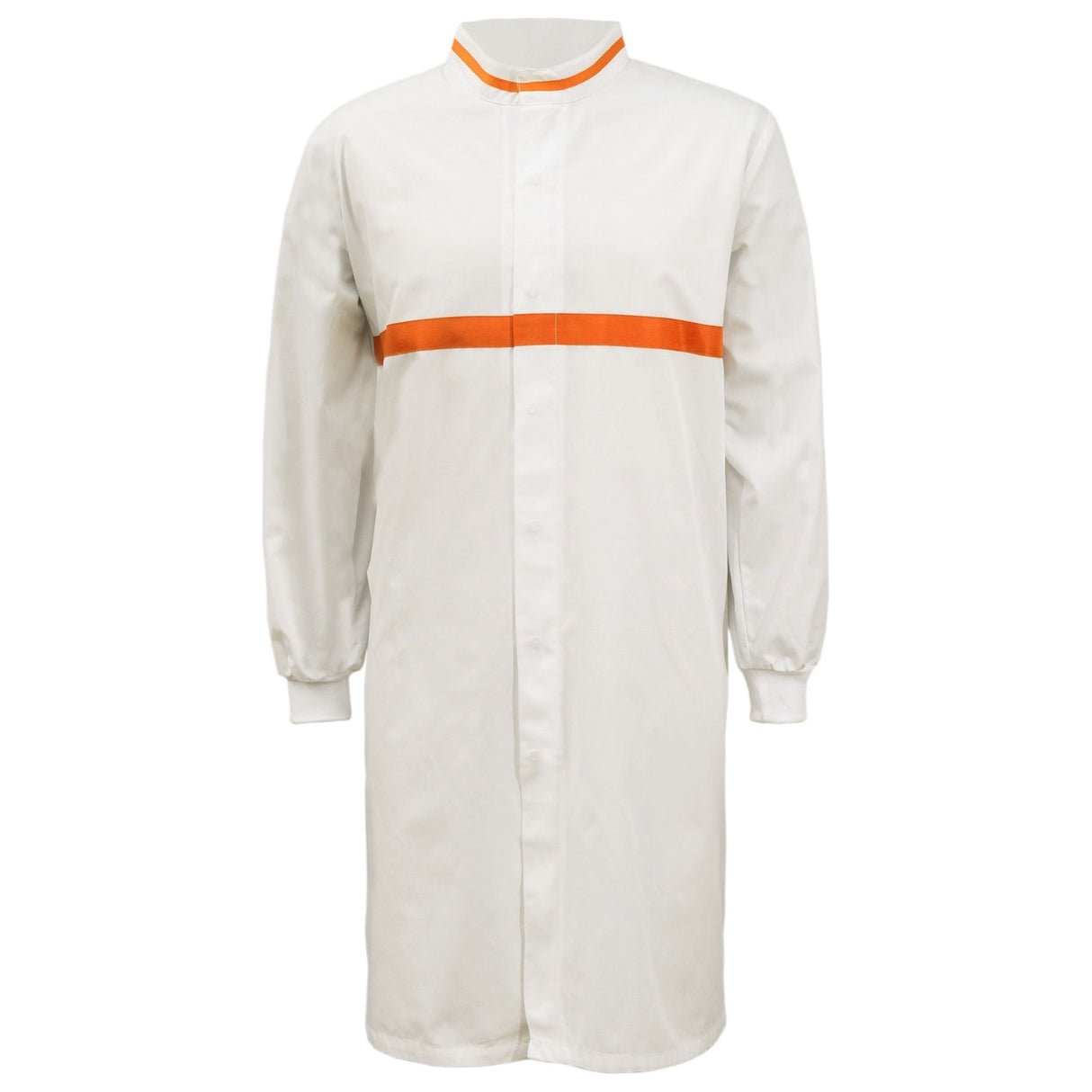 WJ3197 Workcraft Long Sleeve Food Industry Long Length Dustcoat WIth Contrast Trims On Collar And Chest (MTO)