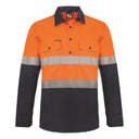 WS6032 Workcraft Lightweight Hi Vis Two Tone Half Placket Vented Cotton Drill Shirt With Semi Gusset Sleeves And CSR Reflective Tape