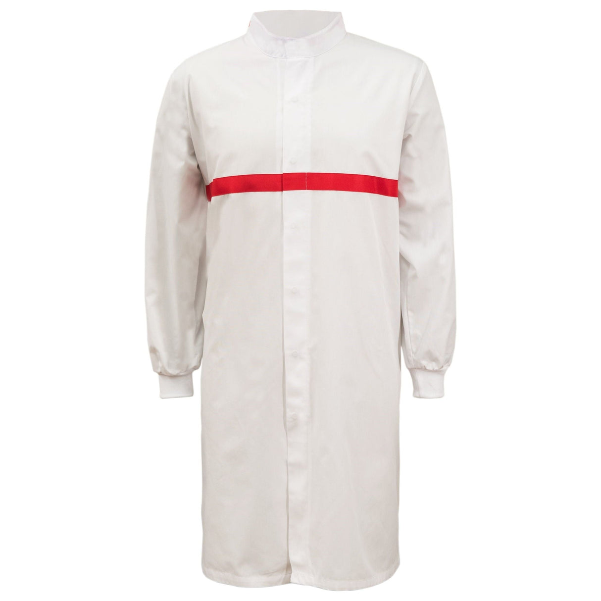 WJ3198 Workcraft Long Sleeve Food Industry Long Length Dustcoat With Contrast Trims On Chest (MTO)