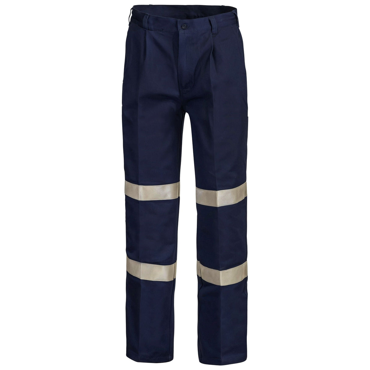 WP3045 Workcraft Reflective Single Pleat Cotton Drill Trousers