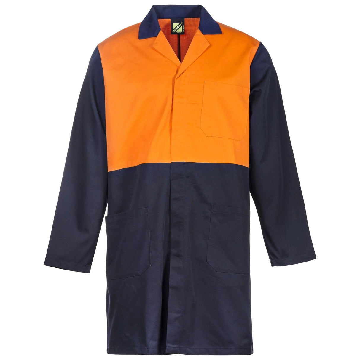 WJ047 Workcraft Hi Vis Long Sleeve Dustcoat With Patch Pocket