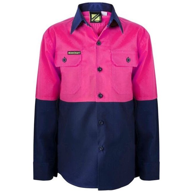 WSK128 Workcraft Kids Lightweight Long Sleeve Cotton Drill Shirt