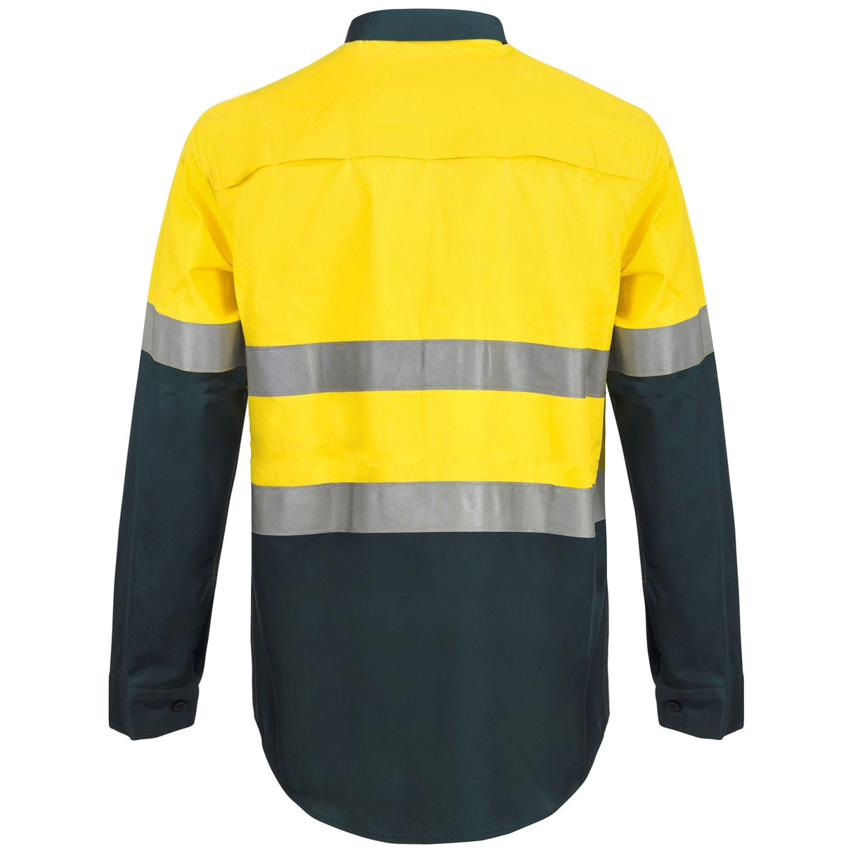 WS6032 Workcraft Lightweight Hi Vis Two Tone Half Placket Vented Cotton Drill Shirt With Semi Gusset Sleeves And CSR Reflective Tape