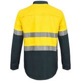 WS6032 Workcraft Lightweight Hi Vis Two Tone Half Placket Vented Cotton Drill Shirt With Semi Gusset Sleeves And CSR Reflective Tape