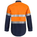 WS6032 Workcraft Lightweight Hi Vis Two Tone Half Placket Vented Cotton Drill Shirt With Semi Gusset Sleeves And CSR Reflective Tape