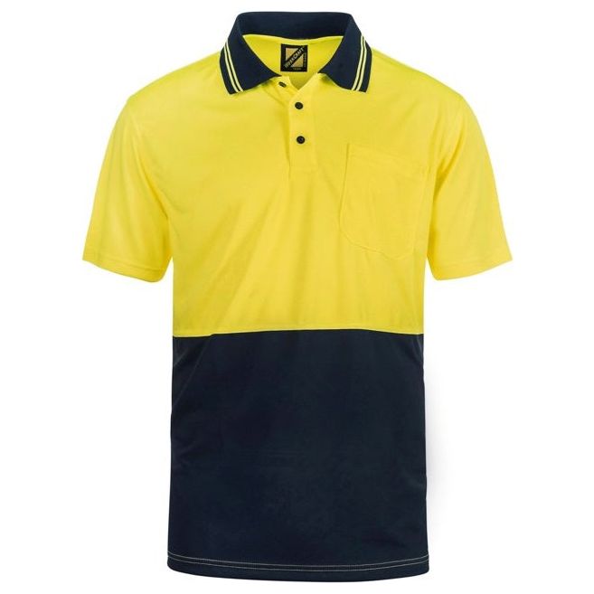 WSP401 Workcraft Hi Two Tone Short Sleeve Cotton Back Polo With Pocket