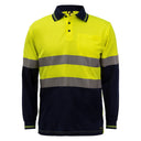 WSP409 Workcraft Hi Vis Two Tone Lightweight Long Sleeve Micromesh Polo With Pocket And CSR Reflective Tape