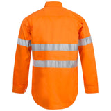 WS4002 Workcraft Hi Vis Long Sleeve Vented Cotton Drill Shirt With CSR Reflective Tape