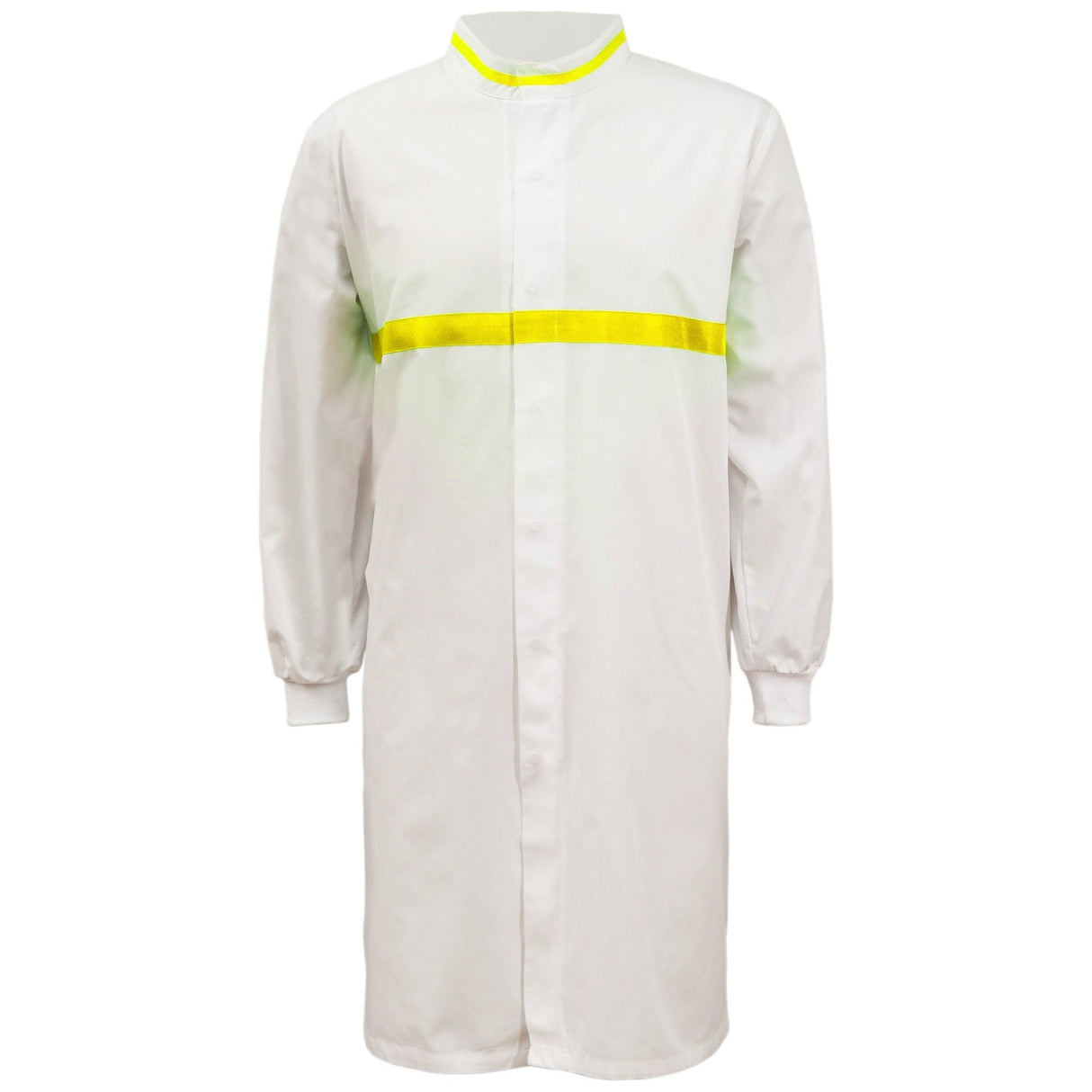 WJ3197 Workcraft Long Sleeve Food Industry Long Length Dustcoat WIth Contrast Trims On Collar And Chest (MTO)