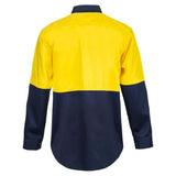 WS3032 Workcraft Hi Vis long Sleeve Cotton Drill Shirt With Press Studs