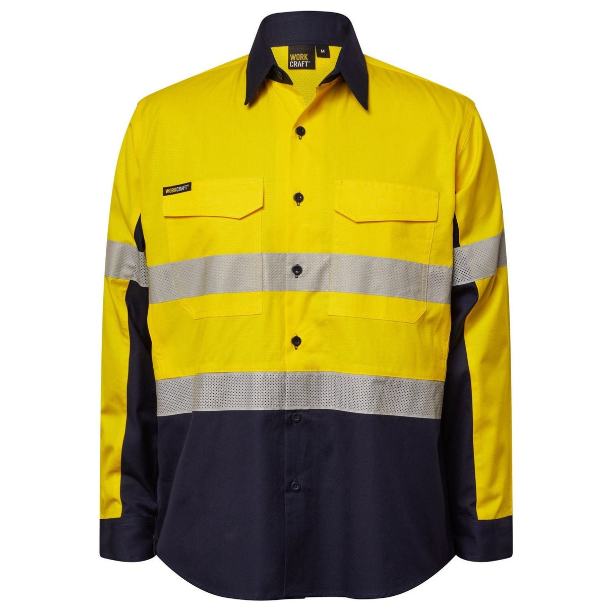 WS6068 Workcraft Hi Vis Long Sleeve Vented Reflective Rip Stop Shirt