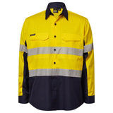 WS6068 Workcraft Hi Vis Long Sleeve Vented Reflective Rip Stop Shirt