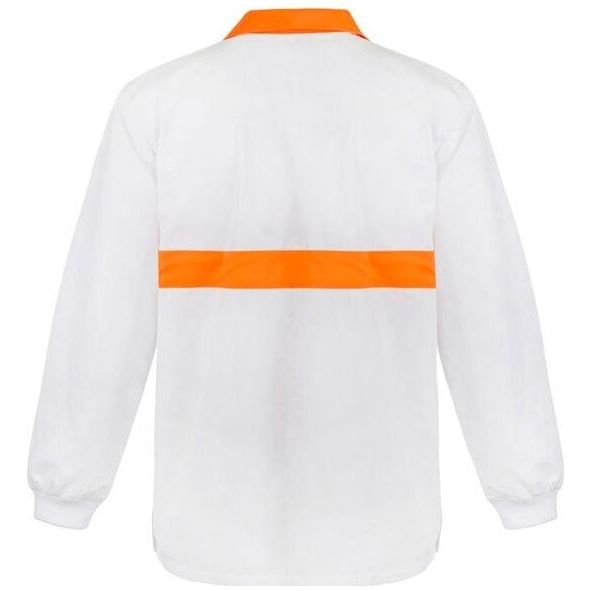 WS3003 Workcraft Long Sleeve Food Industry Jacshirt With Contrast Collar And Chestband