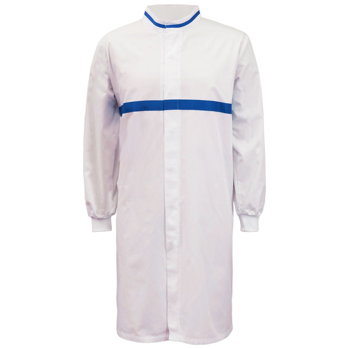 WJ3197 Workcraft Long Sleeve Food Industry Long Length Dustcoat WIth Contrast Trims On Collar And Chest (MTO)