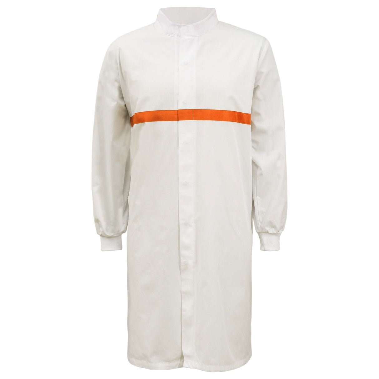 WJ3198 Workcraft Long Sleeve Food Industry Long Length Dustcoat With Contrast Trims On Chest (MTO)