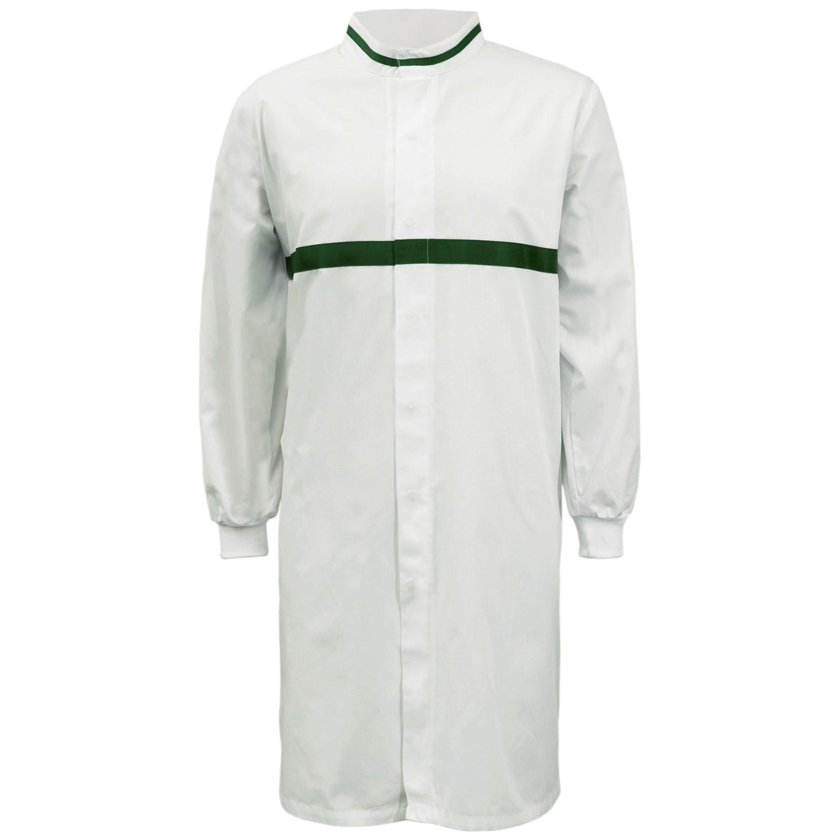 WJ3197 Workcraft Long Sleeve Food Industry Long Length Dustcoat WIth Contrast Trims On Collar And Chest (MTO)