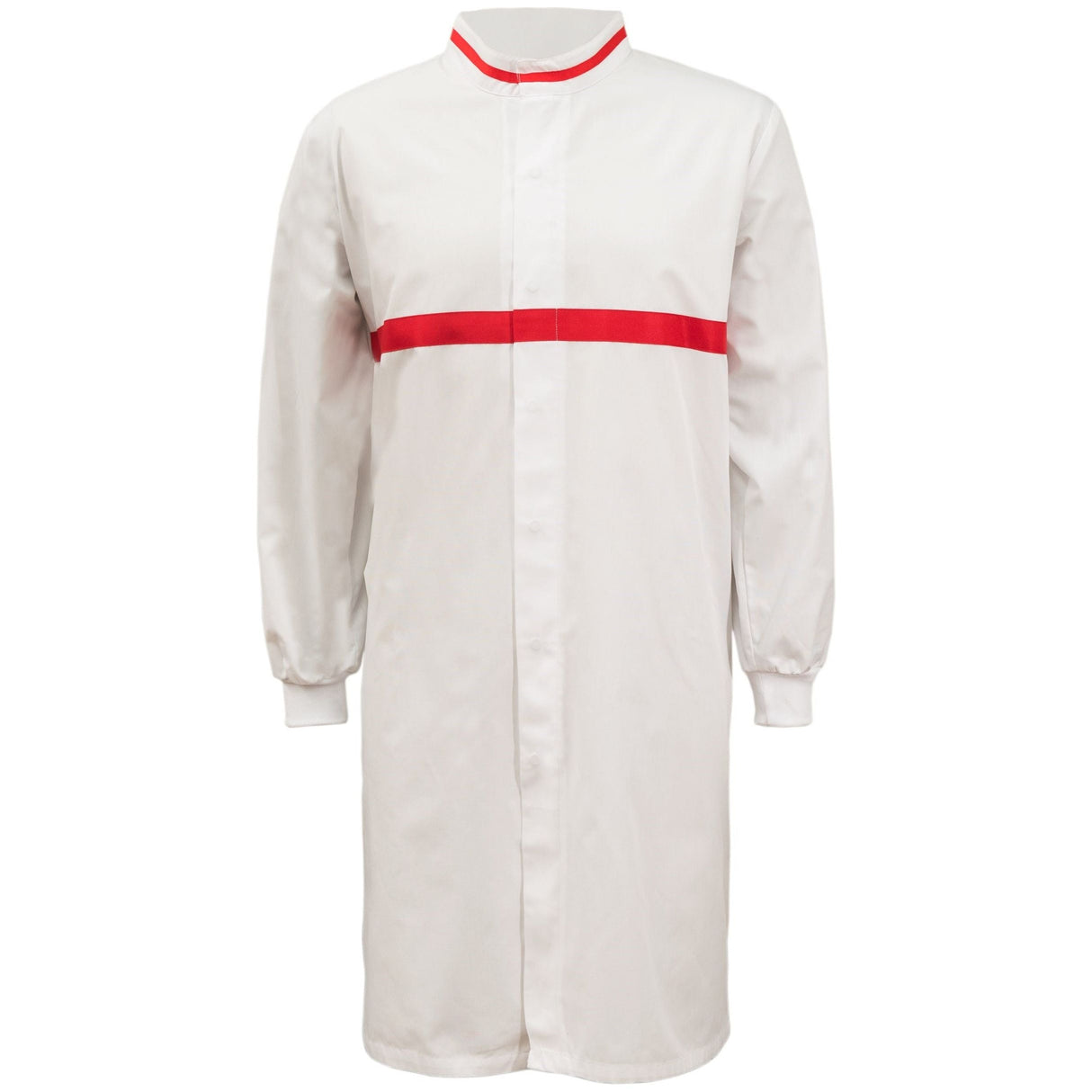 WJ3197 Workcraft Long Sleeve Food Industry Long Length Dustcoat WIth Contrast Trims On Collar And Chest (MTO)