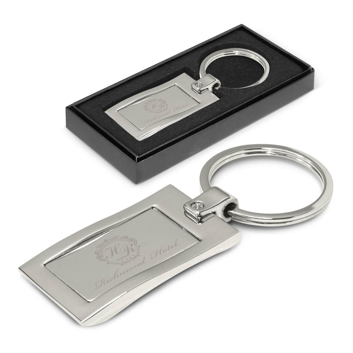 Wave Metal Key Ring - Engraved