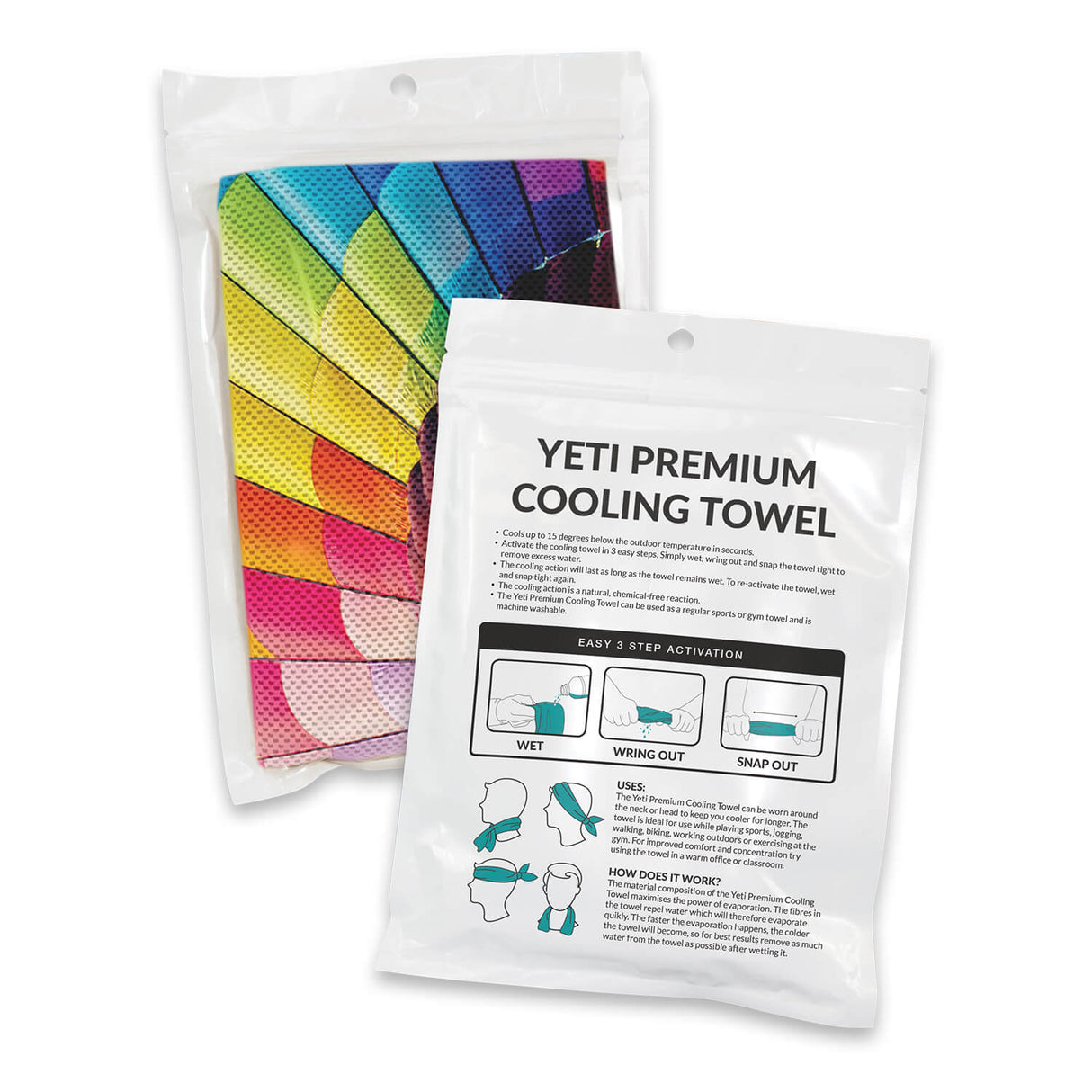 Yeti Premium Cooling Towel - Full Colour  - Pouch