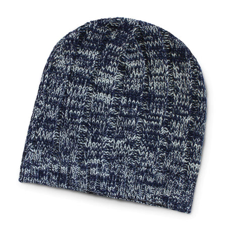 Cabled Heather Knit Beanie - Embroidered