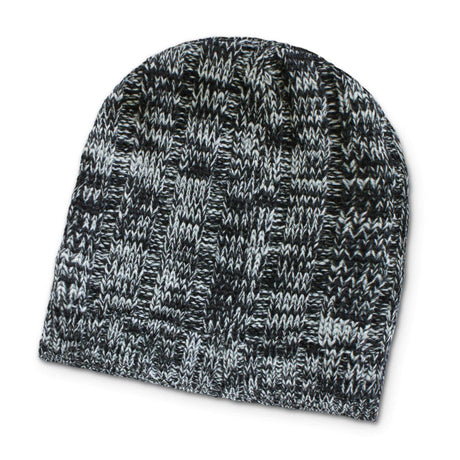 Cabled Heather Knit Beanie - Embroidered