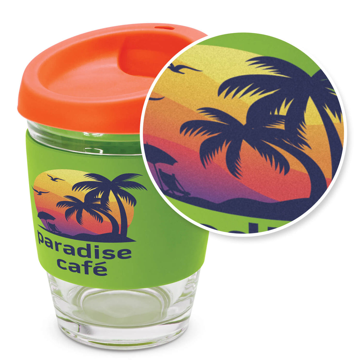 Metro Glass Coffee Cup 340ml - Printed