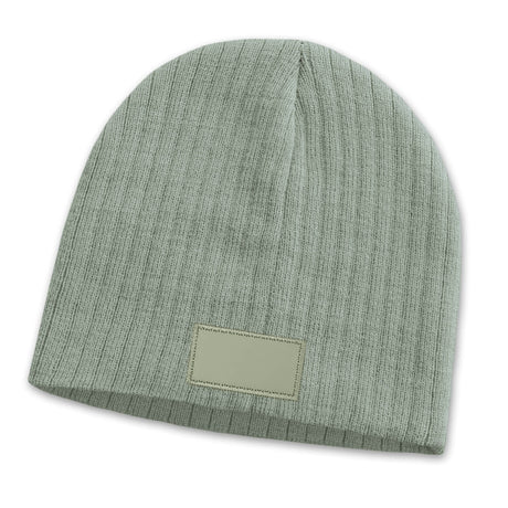 Cable Knit Beanie with Patch - Printed