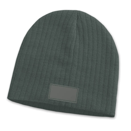 Cable Knit Beanie with Patch - Printed