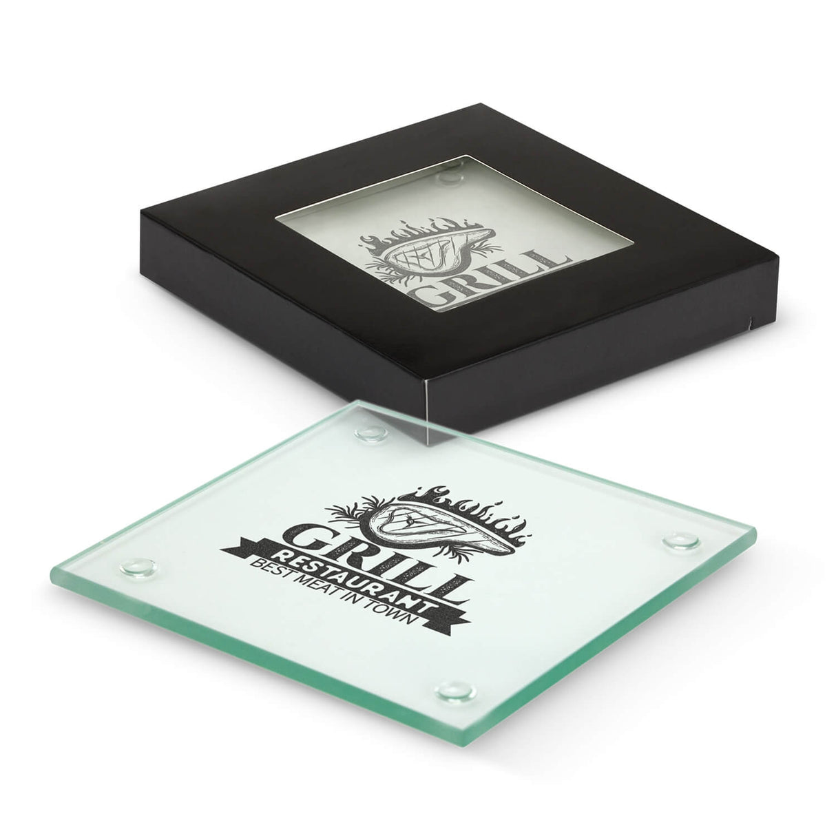 Venice Glass Coaster Set of 2 Square - Printed