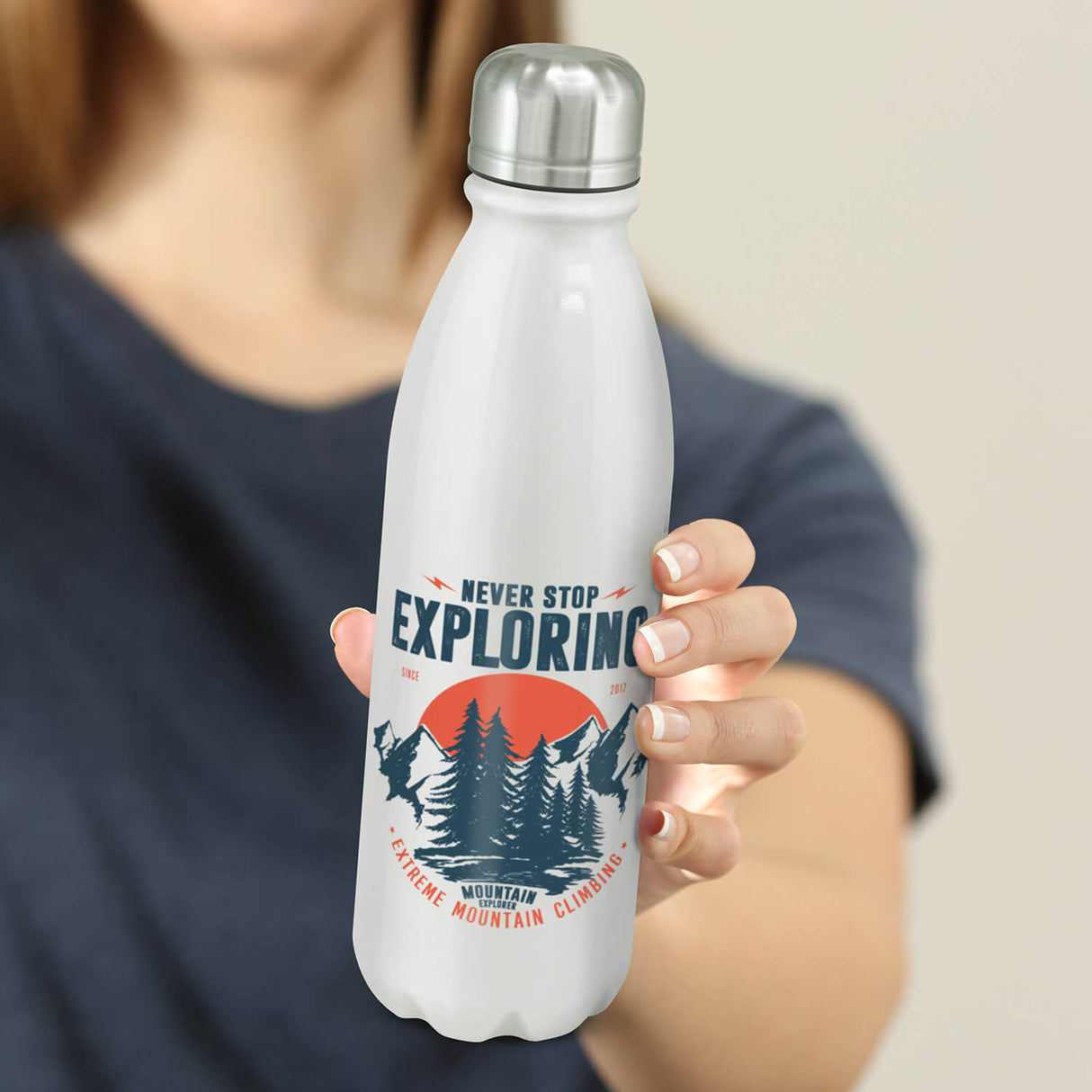 Retro Aluminium Water Bottle 750ml - Printed