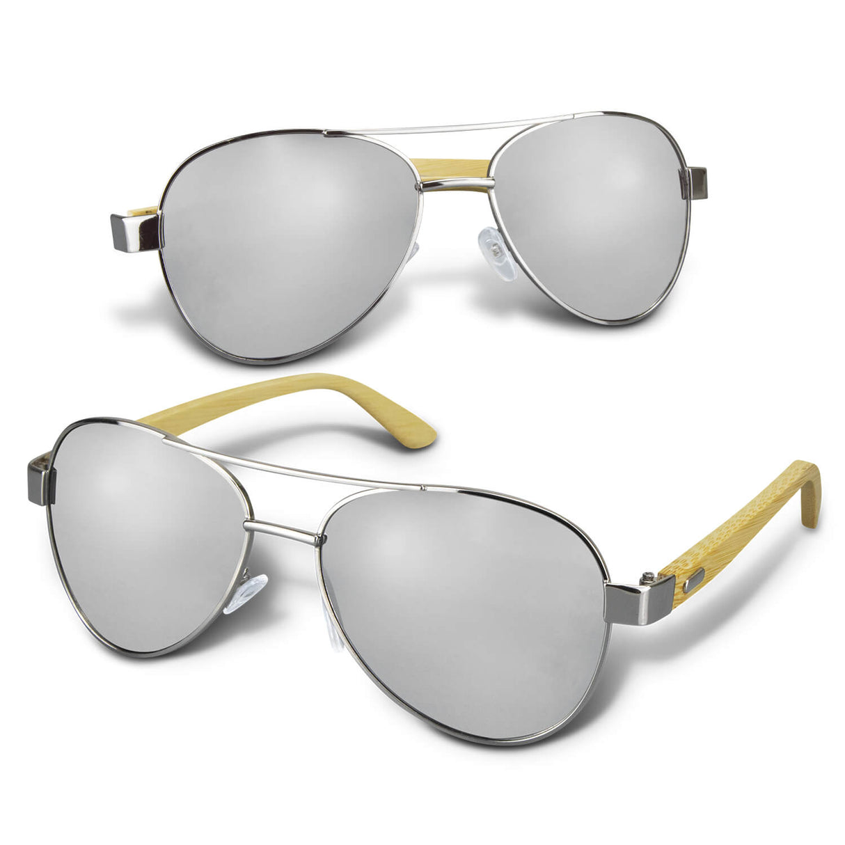 Aviator Mirror Lens Sunglasses Bamboo - Printed