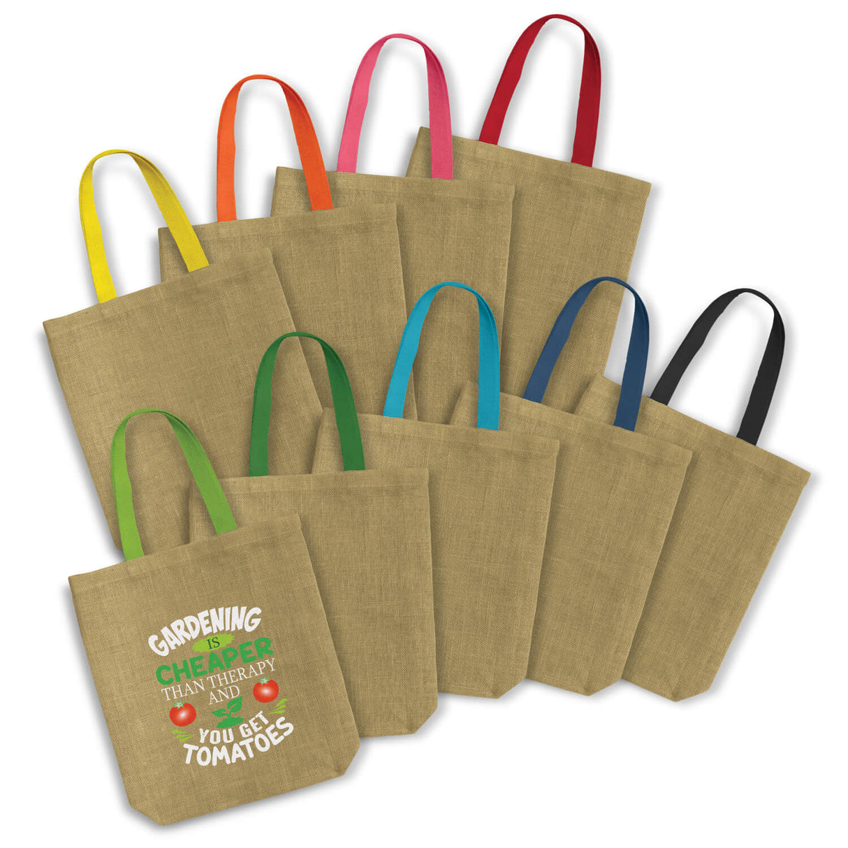 Thera Jute Tote Bag Coloured Handles - Printed