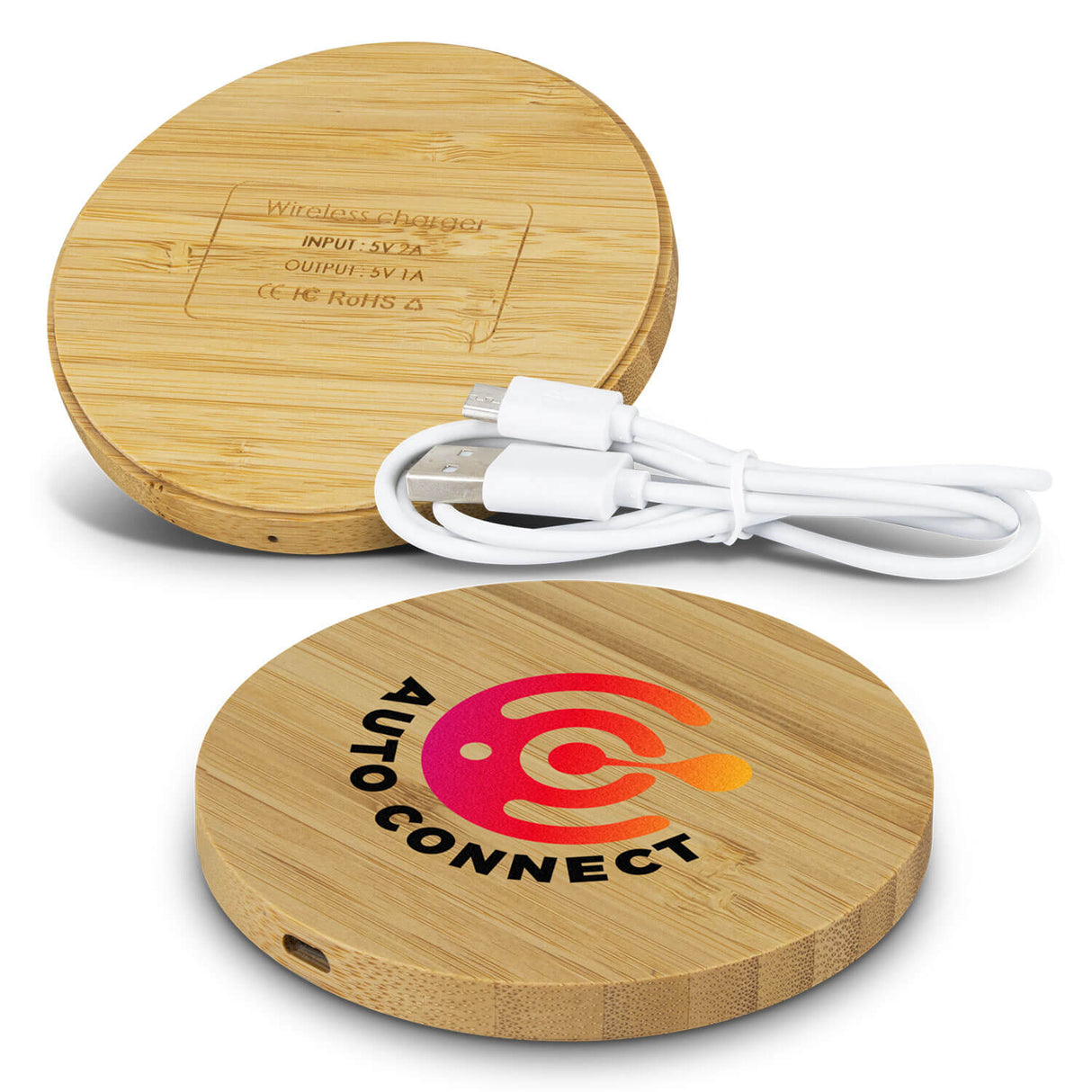 Vita Bamboo Wireless Charger Round - Printed