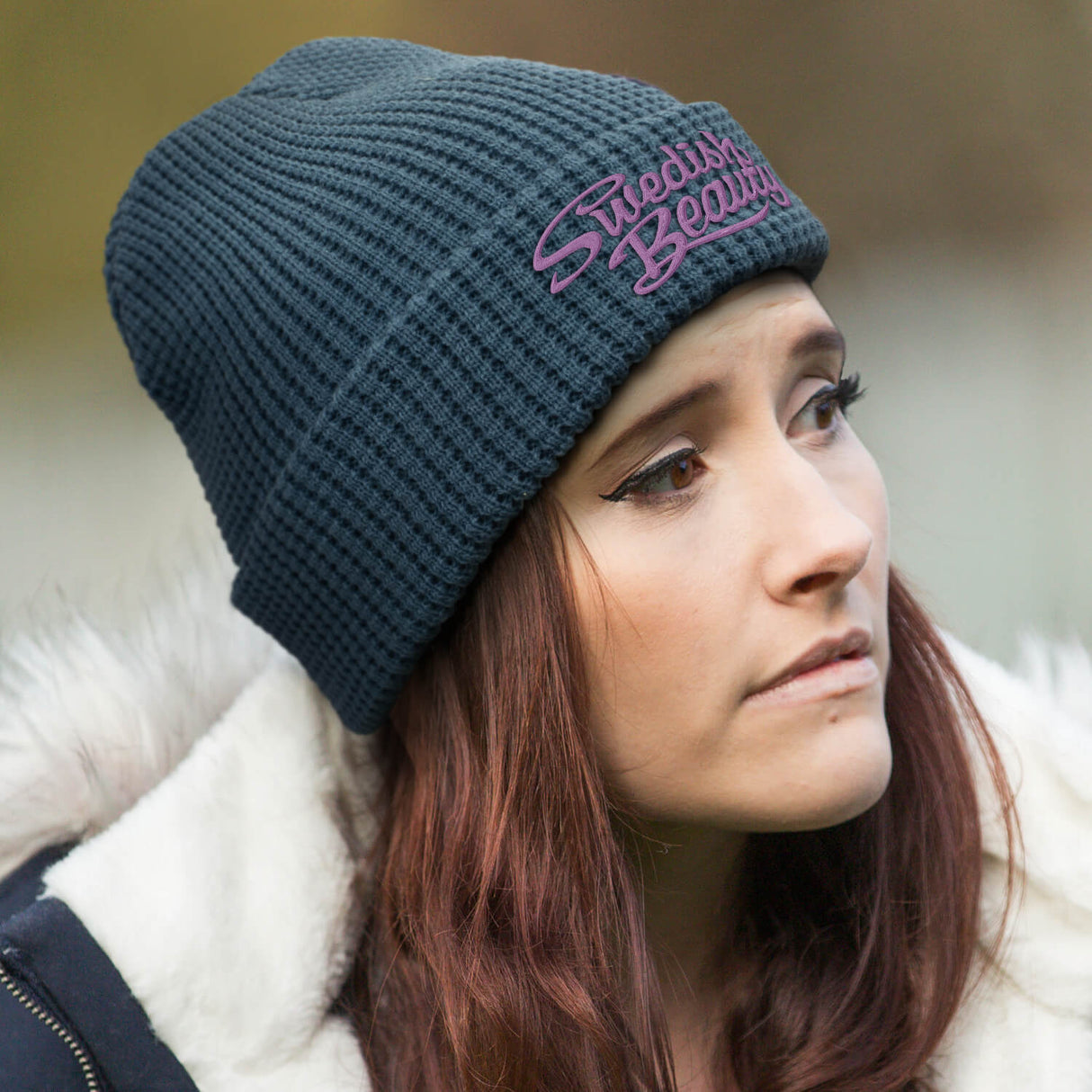 Galway Waffle Beanie - Embroidered