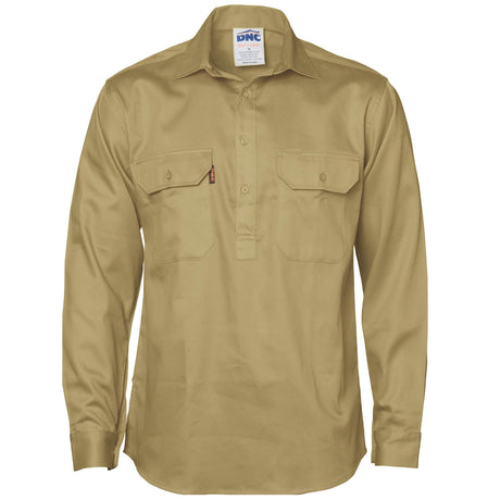 3204 Closed Front Cotton Drill Shirt -  Long Sleeve