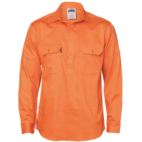 3204 Closed Front Cotton Drill Shirt -  Long Sleeve