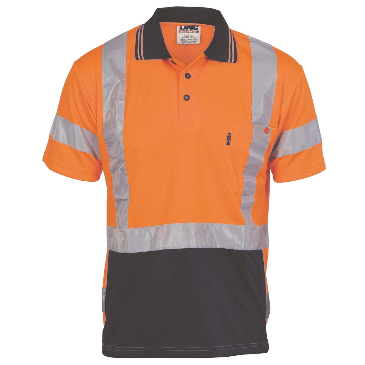 3712 HiVis D/N Cool Breathe Polo Shirt with Cross Back R/Tape - Short Sleeve