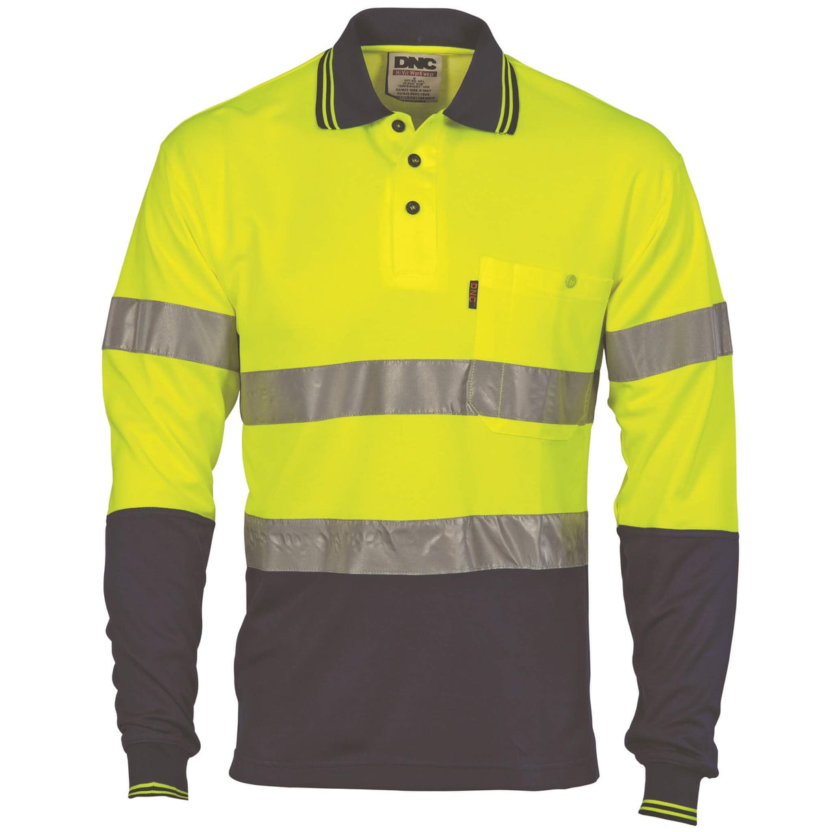 3718 Hi Vis Two Tone Cotton Back Polos Taped - L/S