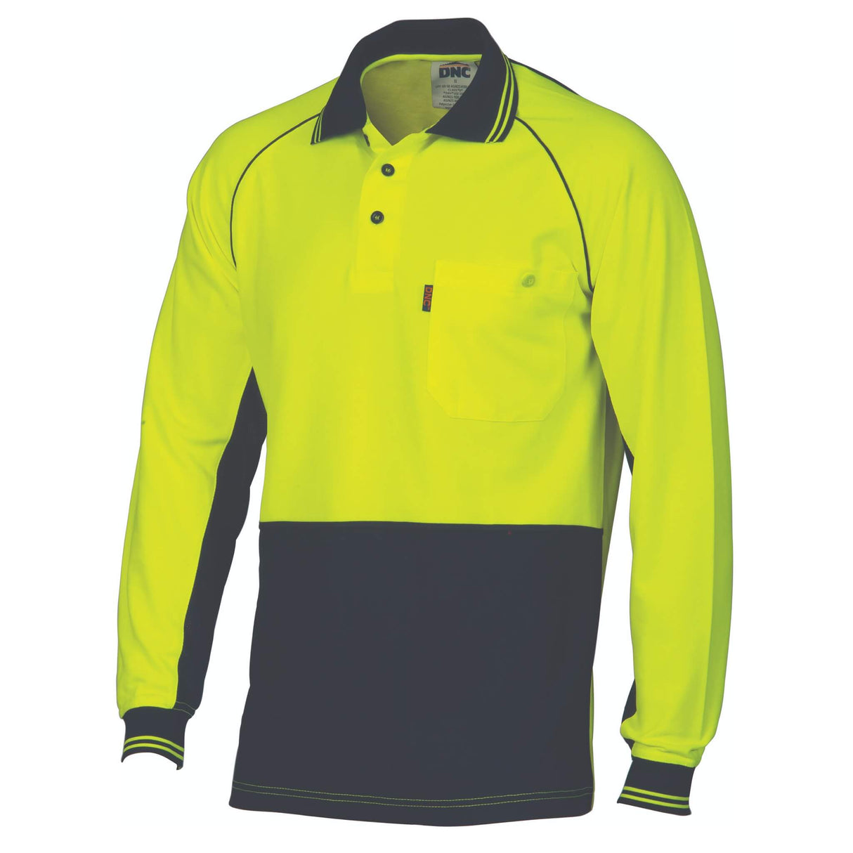 3720 HiVis Cotton Backed Cool-Breeze Contrast Polo - Long Sleeve