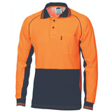 3720 HiVis Cotton Backed Cool-Breeze Contrast Polo - Long Sleeve