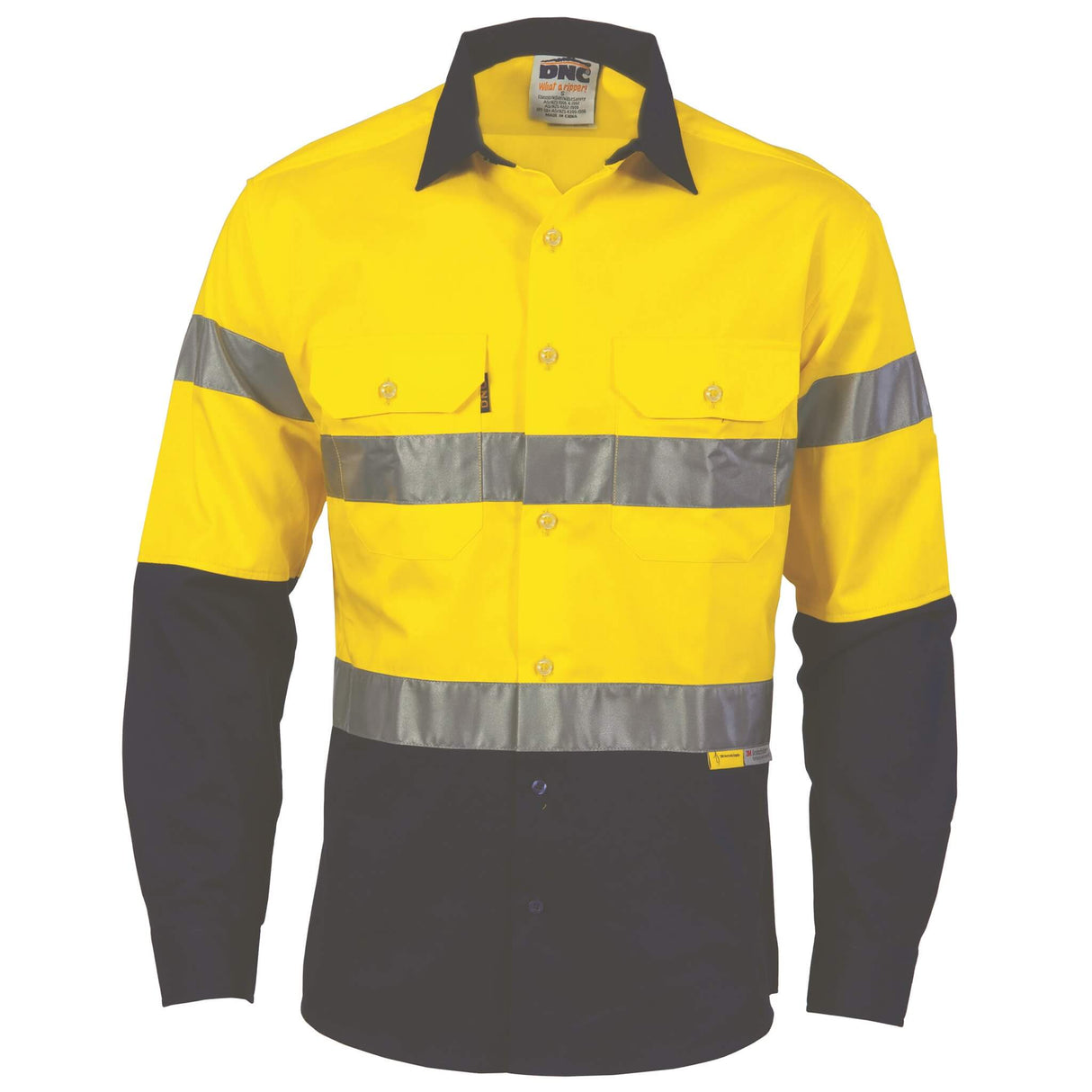 3736 HiVis Two Tone Drill Shirt With 3M Tape Long sleeve - Embroidered