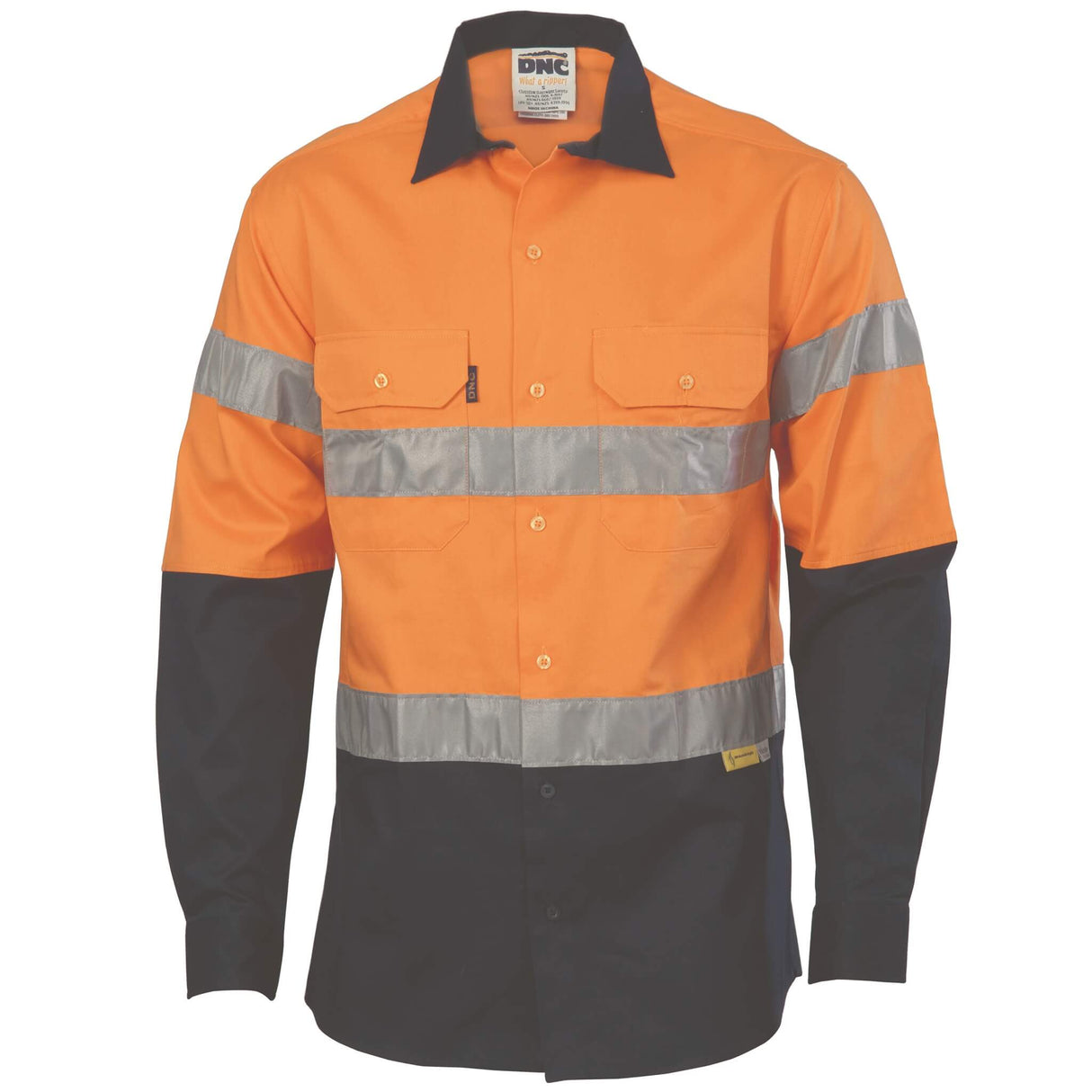 3736 HiVis Two Tone Drill Shirt With 3M Tape Long sleeve - Embroidered