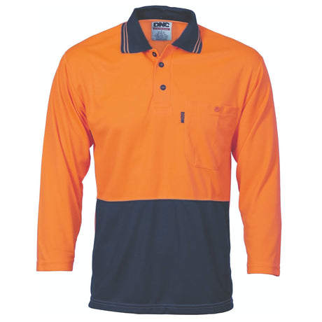 3812 HiVis Two Tone Cool Breathe Polo Shirt - 3/4 Sleeve