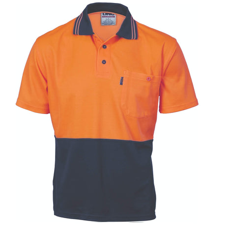 3814 Cotton Back HiVis Two Tone Fluoro Polo - Short Sleeve